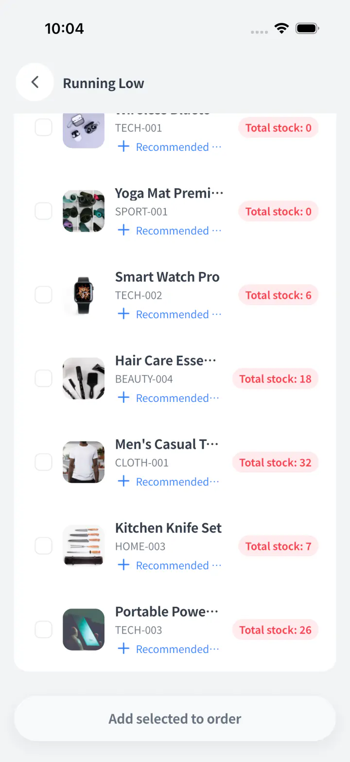Inventory health separating out of stock, low stock and slow moving